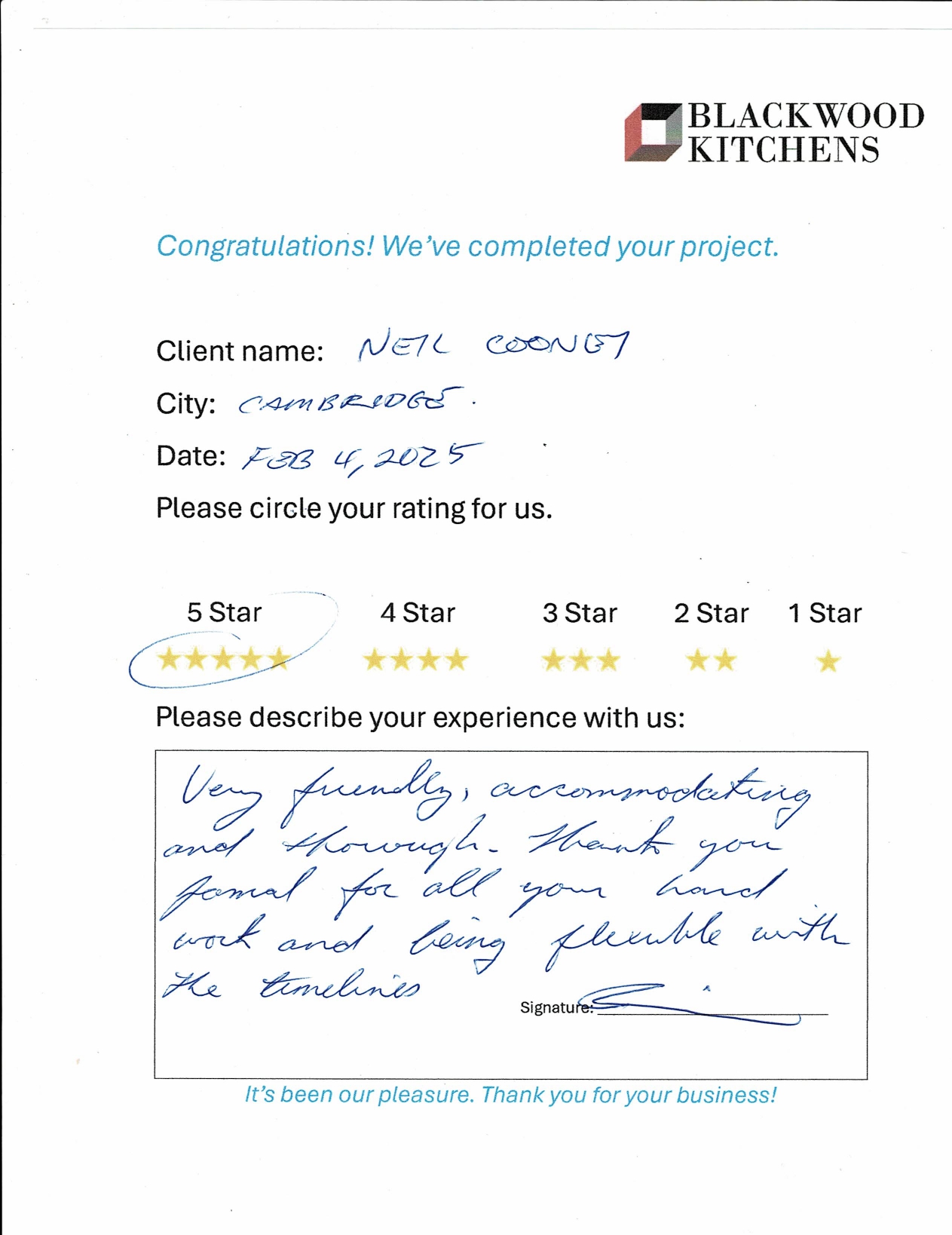 Written review from Nick — Blackwood Kitchens customer