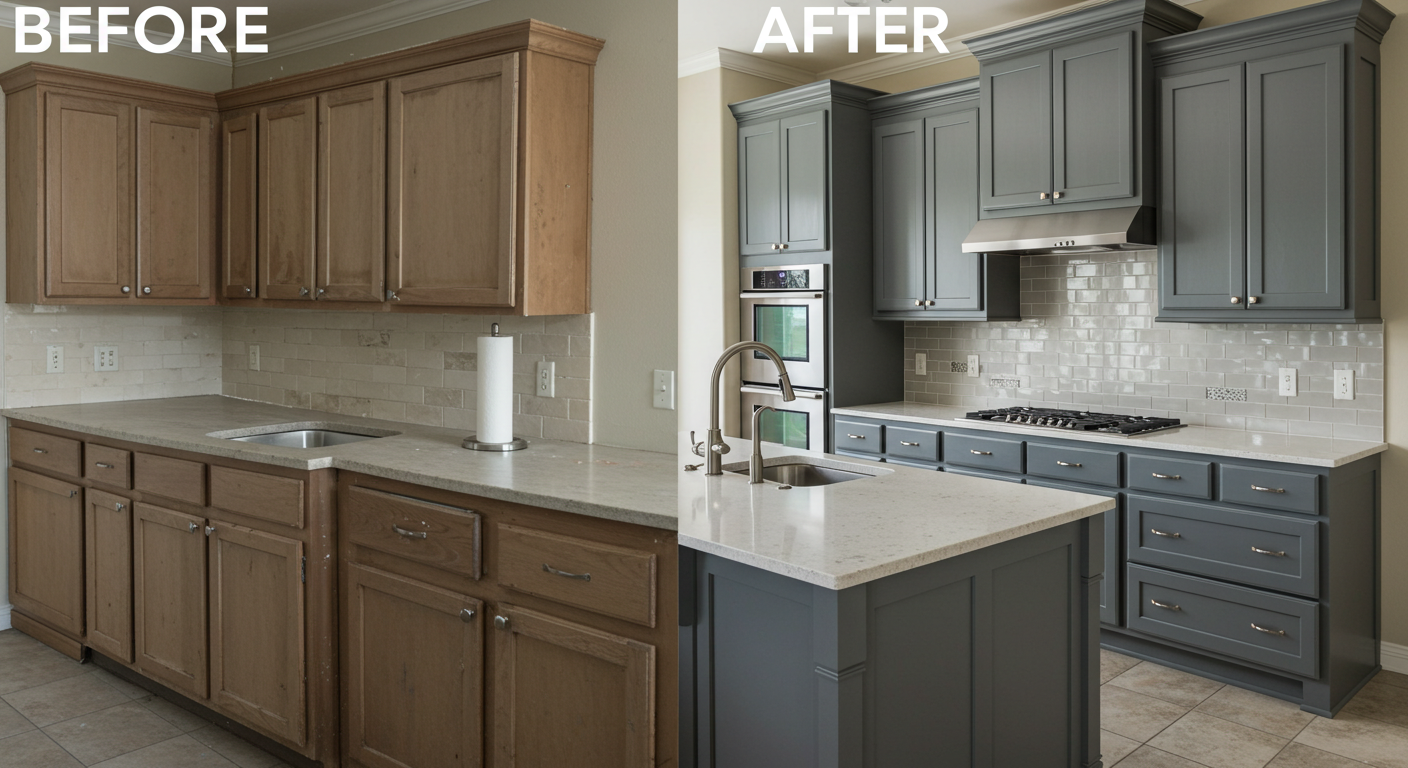Kitchen Cabinets before and after